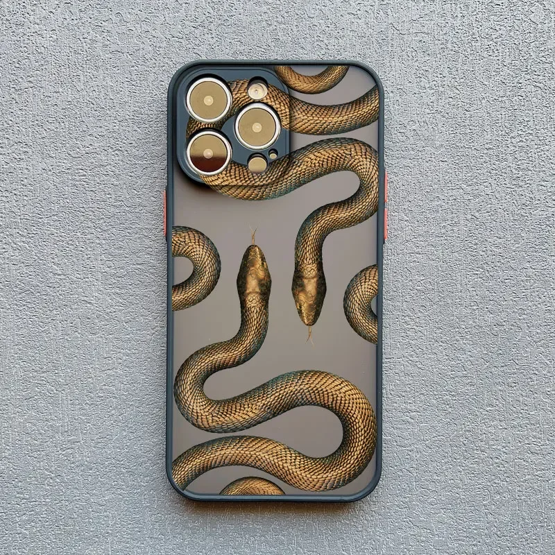 Green Snake Luxurious Black Gold Snake Phone Case for IPhone 16 Plus 15 14 13 12 11 Pro Max Mini Anti Fashion Drop Phone Case image 2