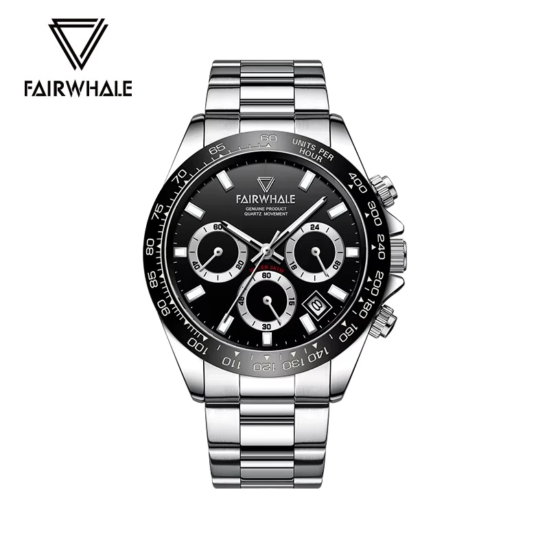 

Mark Fairwhale Fashion Quartz Watches for Men Top Brand Luxury Chronograph Watch Stainless Steel Strap Waterproof Wristwatch