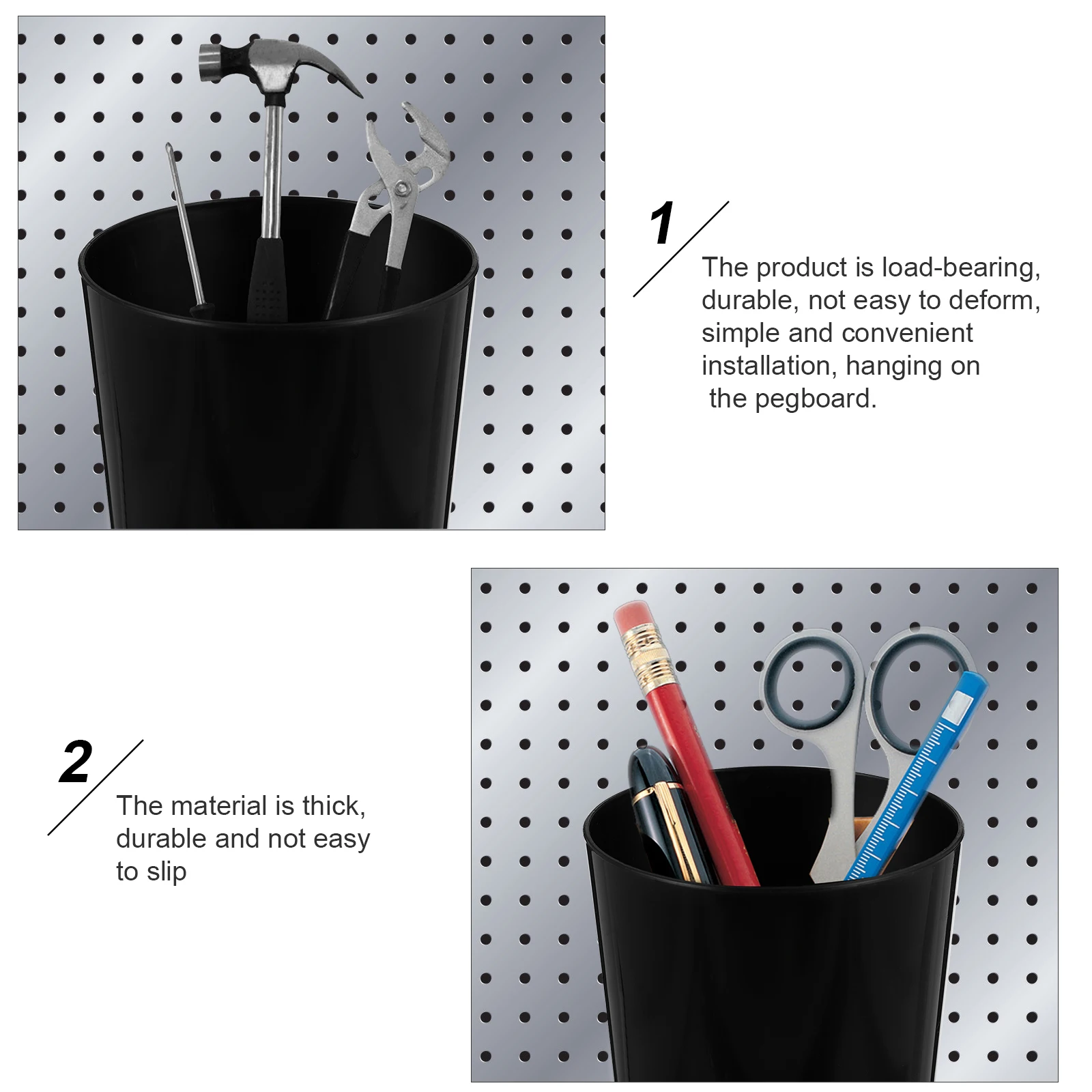 

1 set Pegboard Hooks Kit Hardware Tool Holder Silver Organizer Cups With Rings For Workshop Garage Storage Abs Universal