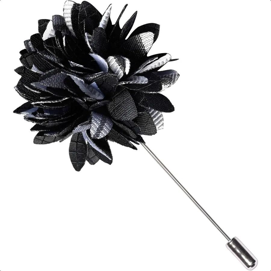 GUSLESON 3,15" 8 cm Cravatta a righe da uomo e spilla da bavero Cravatta Fazzoletto Gemelli Set per uomo