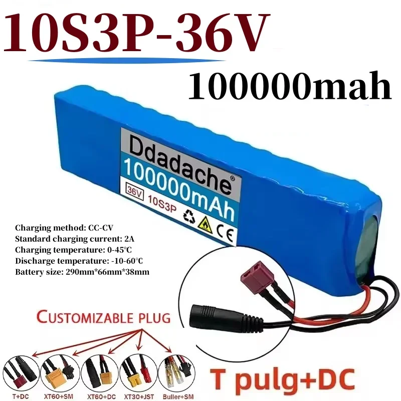 

2024 New CE 10S3P 36V 100Ah 18650 lithium-ion battery pack 350W suitable for high-power scooters, motorcycles, and 42V chargers