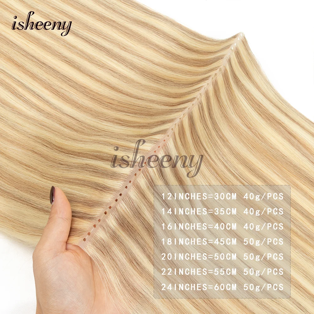 Isheeny 12 "-24" Invisibile Doppio Iniettare XO Foro Trama Estensioni Dei Capelli Umani Micro Capelli Doppia Schede Trama Capelli Lisci Naturali