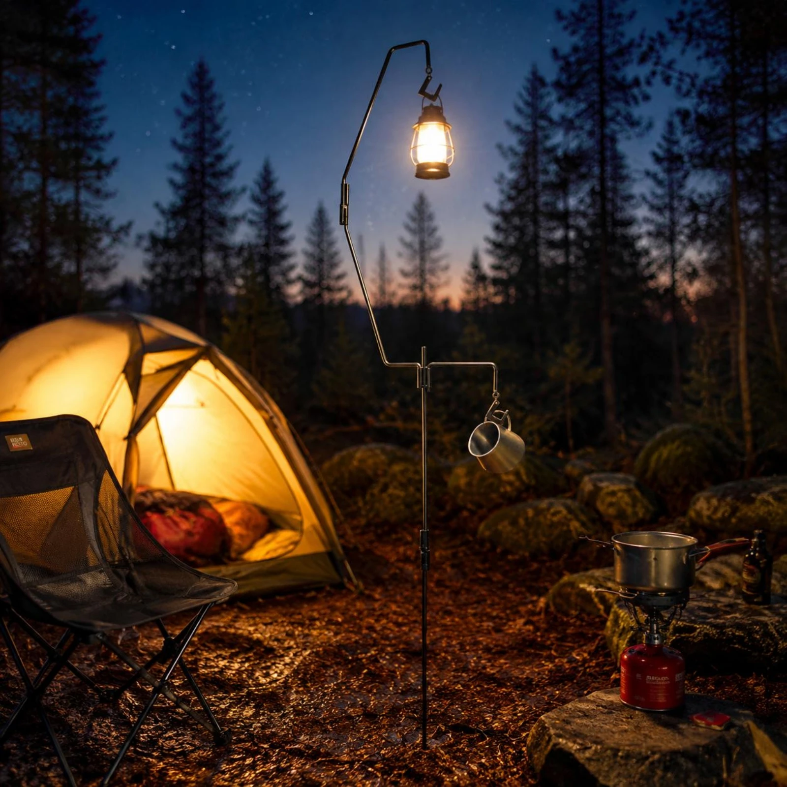 10 Pieces Camping Lantern Stand Lightweight Camping Light Hanger Portable Camp Rack Detachable Collapsible Lantern Hanger - view 5