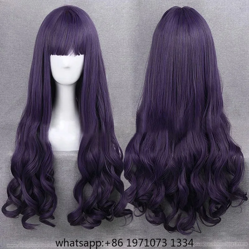 Anime Sakura Cosplay Tomoyo Daidouji Cosplay Wig Women Dark Purple Long Cruly Wigs Heat Resistant Synthetic Hair + Wig Cap