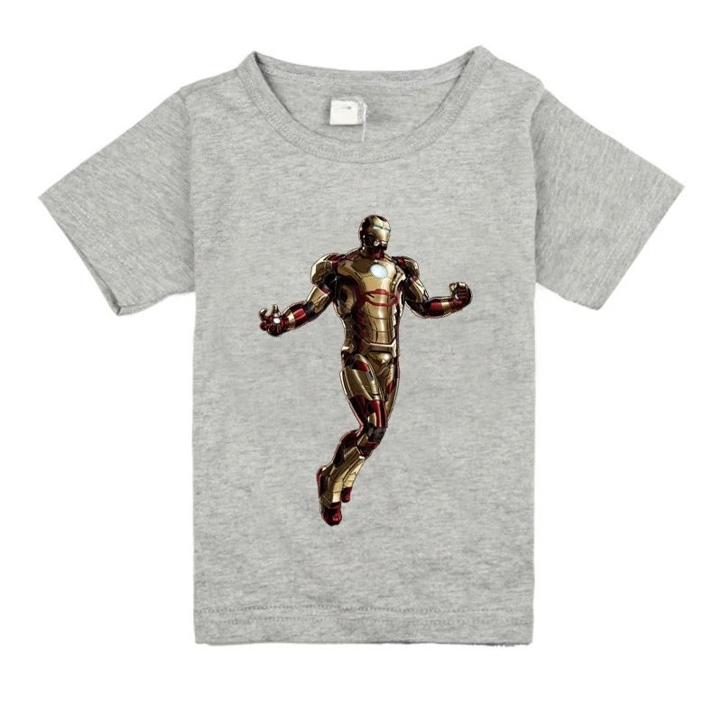 

2026 Summer Iron Man Kids T-Shirt for Boys, Soft Breathable Short Sleeve Tee, Casual Cartoon Print Tops for Children Daily Wear