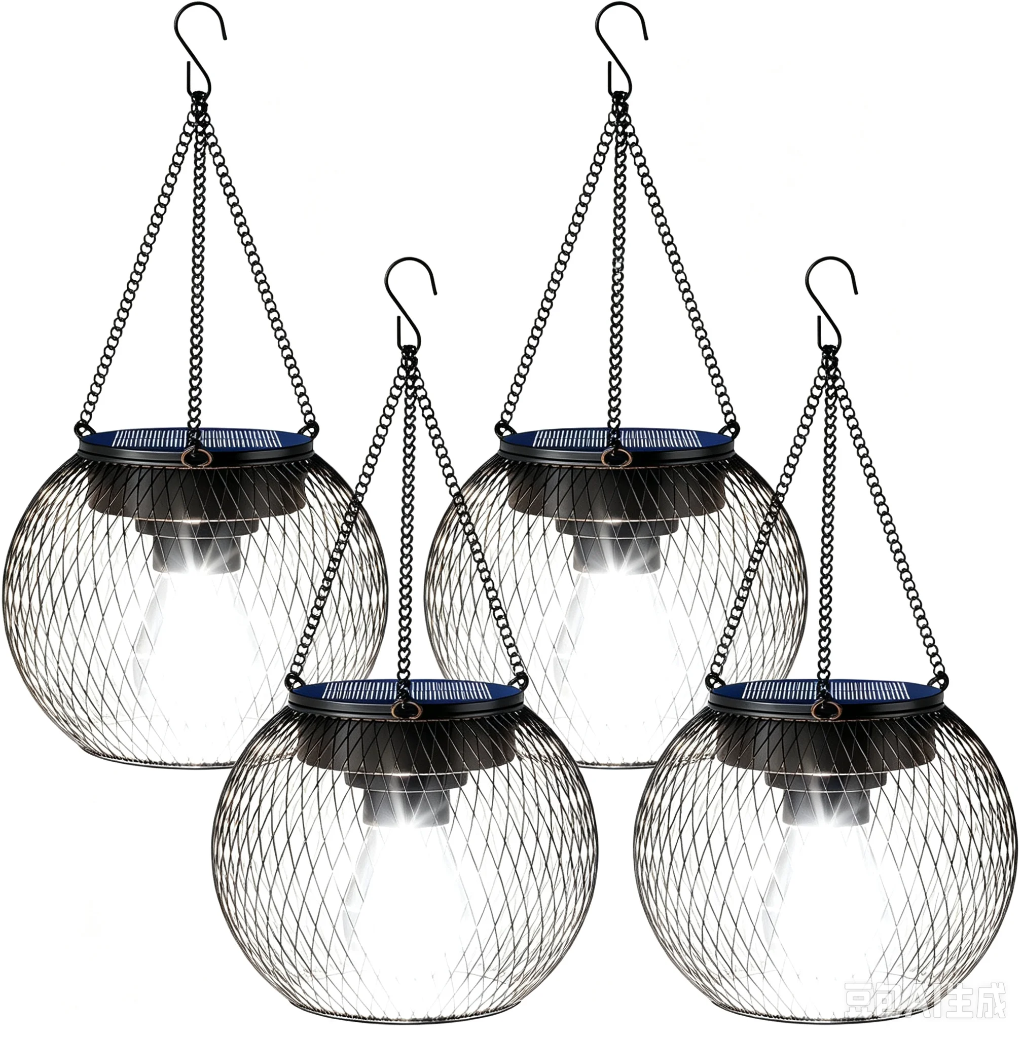 Upgraded Metal Solar Lantern Outdoor Hanging Light Brighter Automatic for Courtyard Terrace Walkway Porch Garden 2-Pack Halloween Christmas Green Decor
