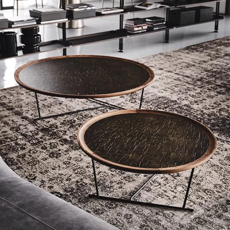 

Итальянский журнальный столик, высокий и низкий комбинированный журнальный столик из северного ореха, современная простая и роскошная мебель.