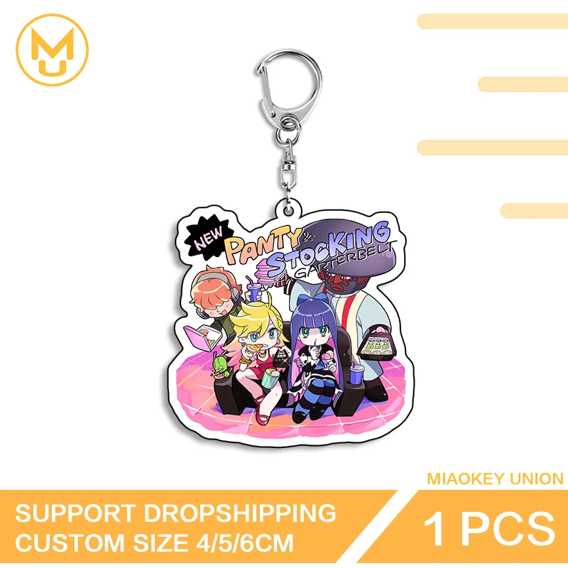 Colorful Panty Stocking Unique Customizable Double Sided Acrylic Keyring Adorable Functional Personality Key Ring Accessory