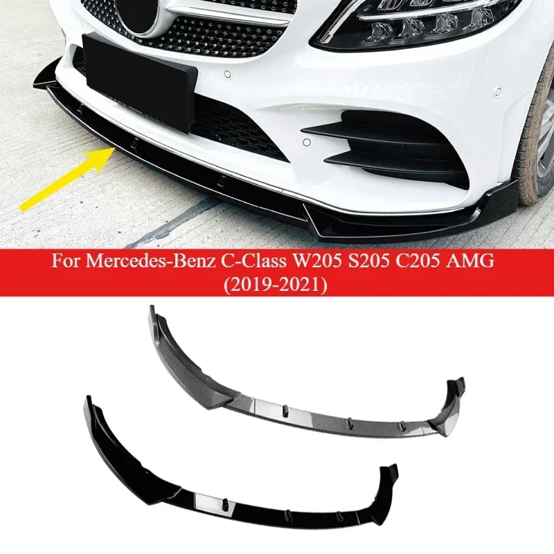 For Mercedes-Benz C-Class W205 S205 C205 AMG (2019-2021) Front Bumper Lip Splitter Spoiler Corner Covers Custom Modification