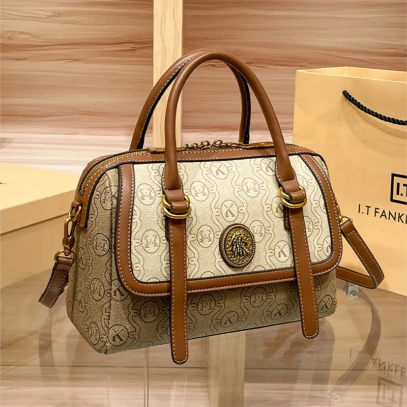 Women's handbag light luxury brand handbag new 2024 high-end leather shoulder bag designer retro crossbody bag fashionable