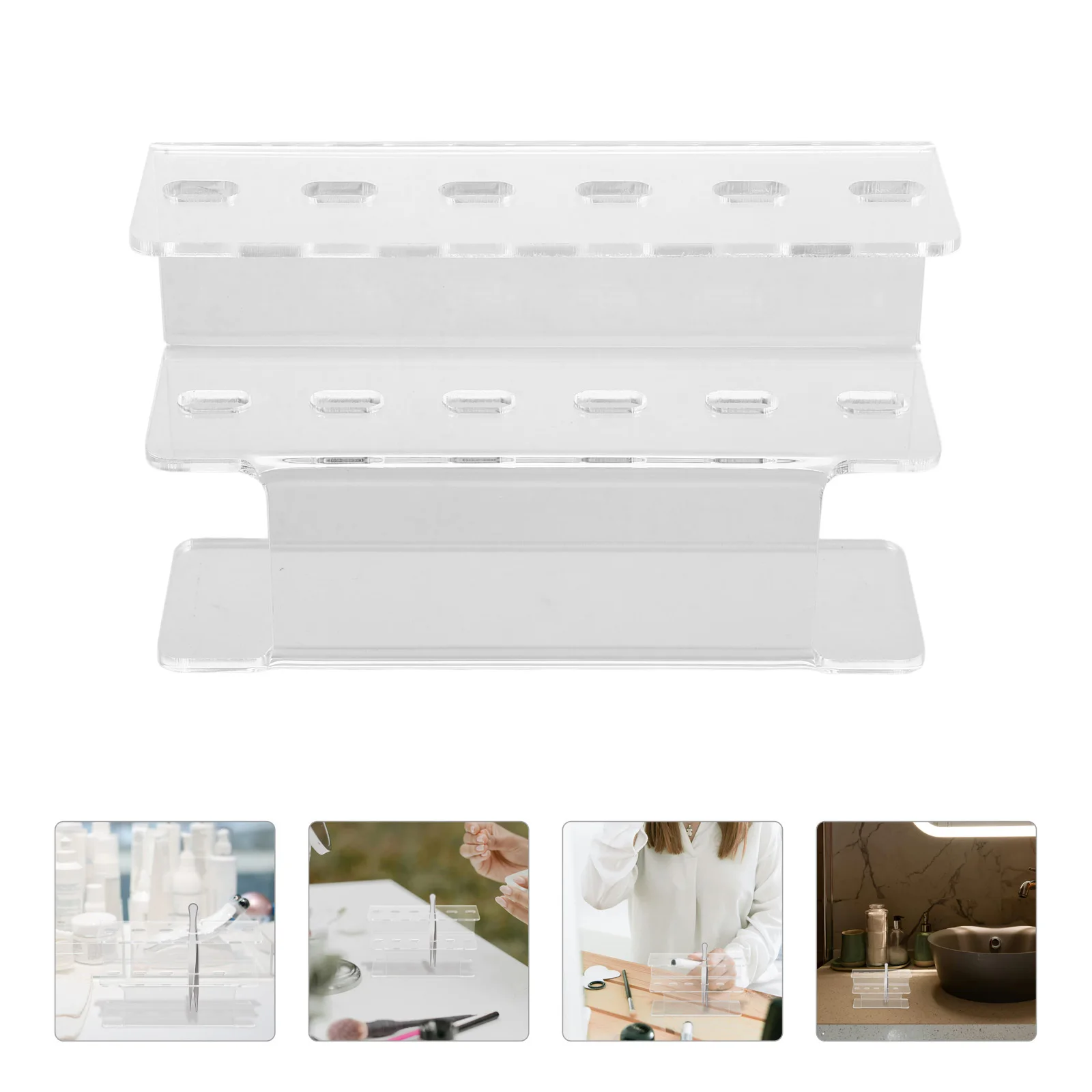 

Acrylic 6 Hole Tweezer Holder Clear Lash Extension Tool Organizer Compact Makeup Station Display Storage Rack Tweezer Holder