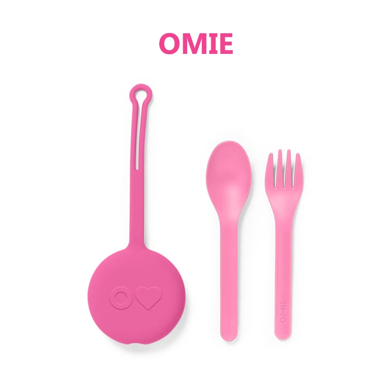 

OmieBox Baby Fork Spoon Three Piece Set Food Grade PP Material for Baby Training and Learning to Eat with Portable Storage Box