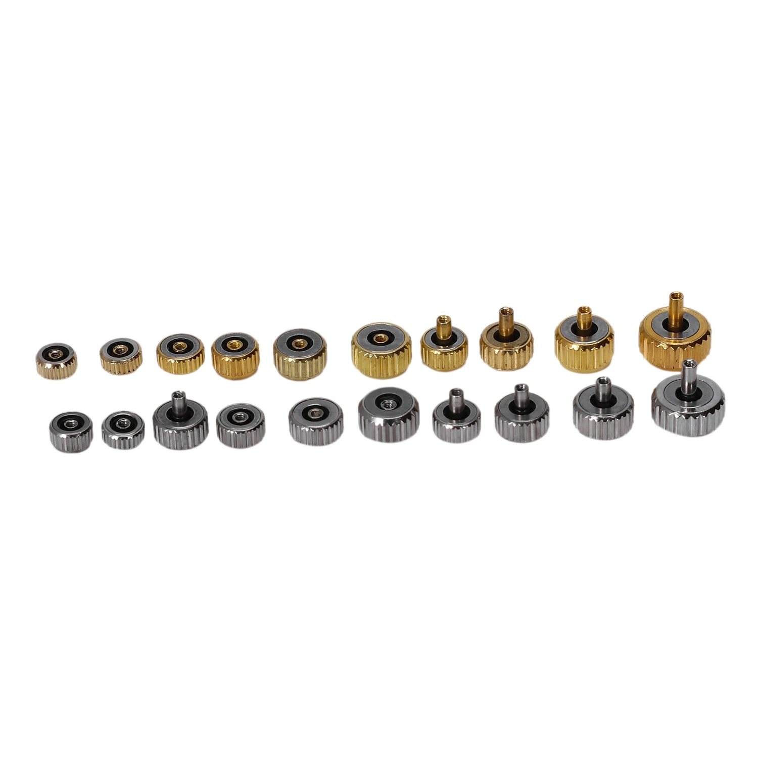 A01F-Waterproof Watch Crown Parts Replacement Assorted Gold & Silver Dome Flat Head Watch Accessories Repair Tool Kit For Watchm