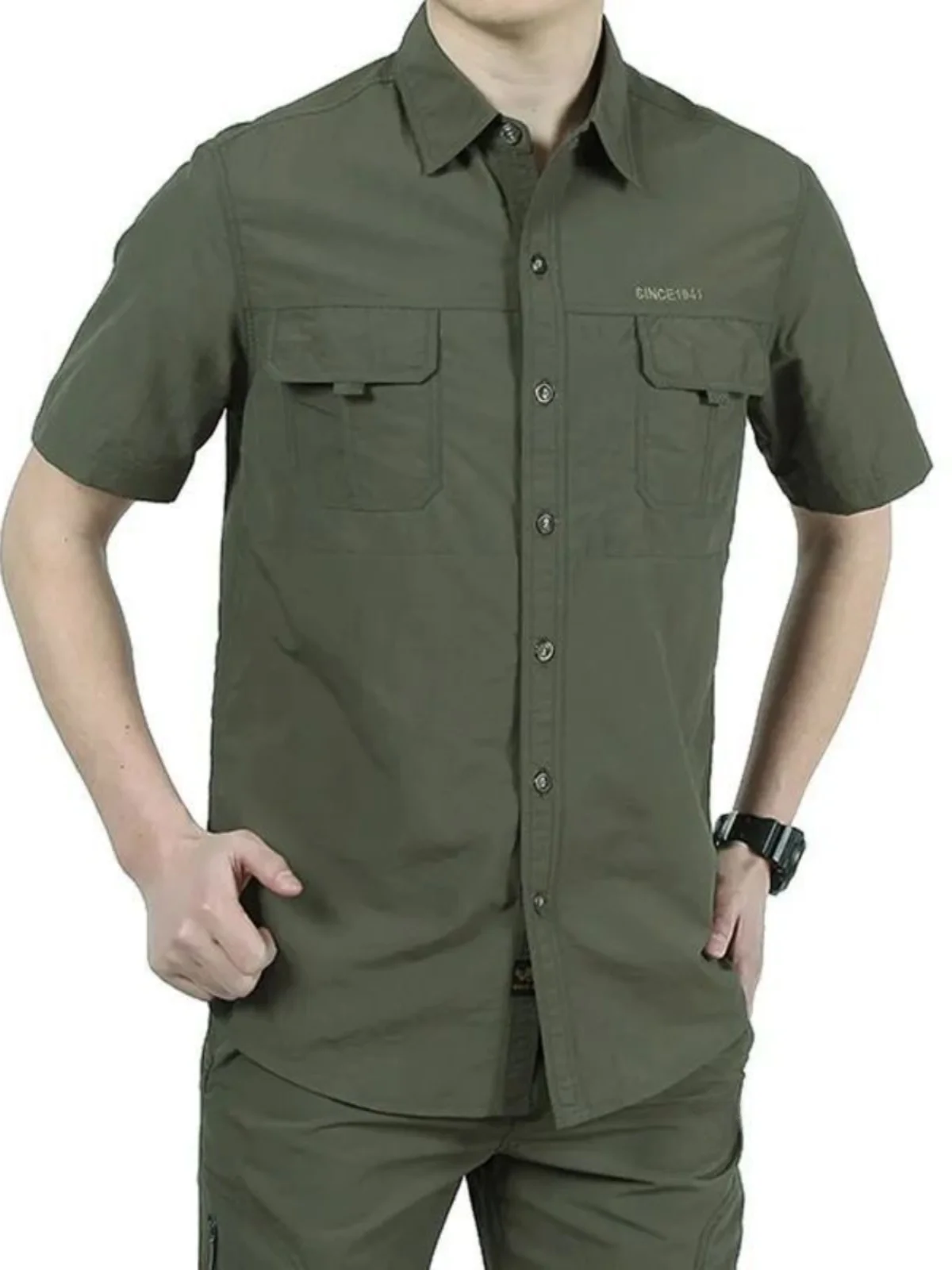 

Single Breasted ort Sve Men's irt Classic Flip-Collar Pure Color Casual Faion Autumn Wear for Middle-Aged Men