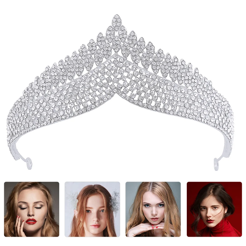 1Pcs Bridal Crown Alloy Rhinestone Headdress Wedding Headband Unique Design for Bride Birthday Fancy Party Hair Decoration