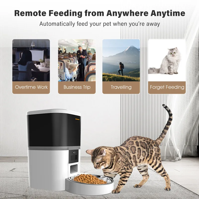 STLF Automatic 4L 6L Pet Small Animal Dog Cat Indoor Device 5V Remote Wireless Digital Food Feeder One Year Guarantee