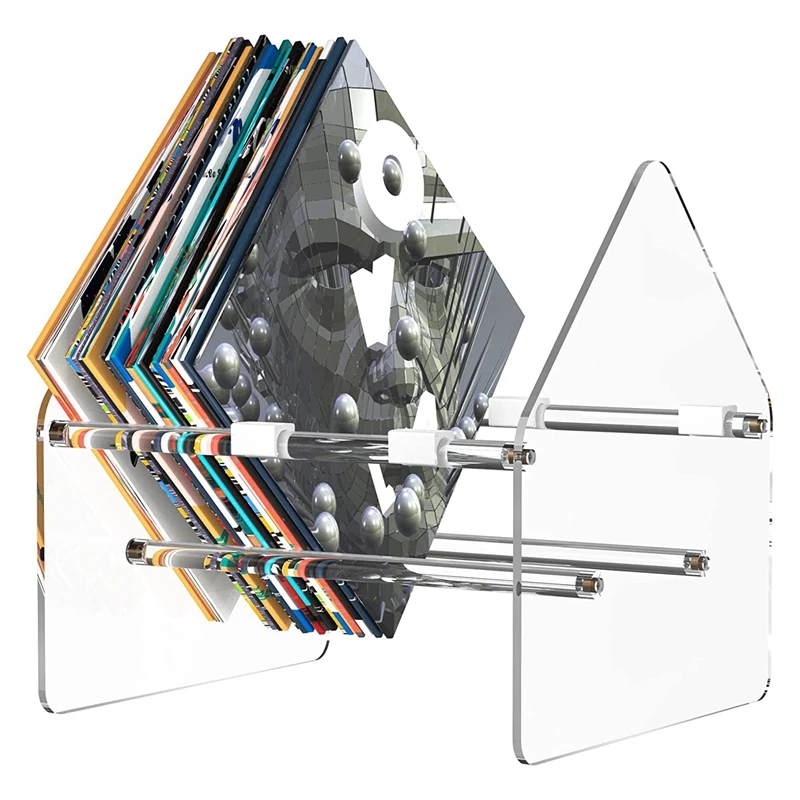 Clear Vinyl Record Holder Acrylic Books Storage Display Stand Vinyl Record Storage Stand (2 Pack)