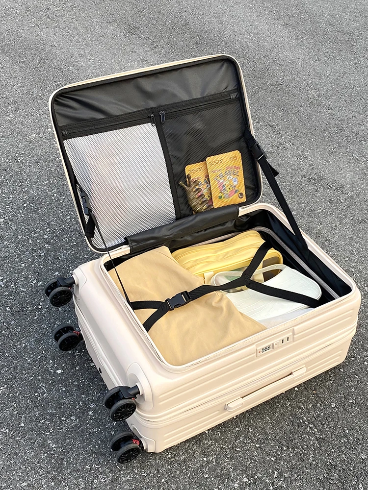 新しい大容量拡張可能な荷物スーツケースファッショナブルな ABS + PC 素材 4 ウェイホイール TSA パスワードロックトラベルバッグ