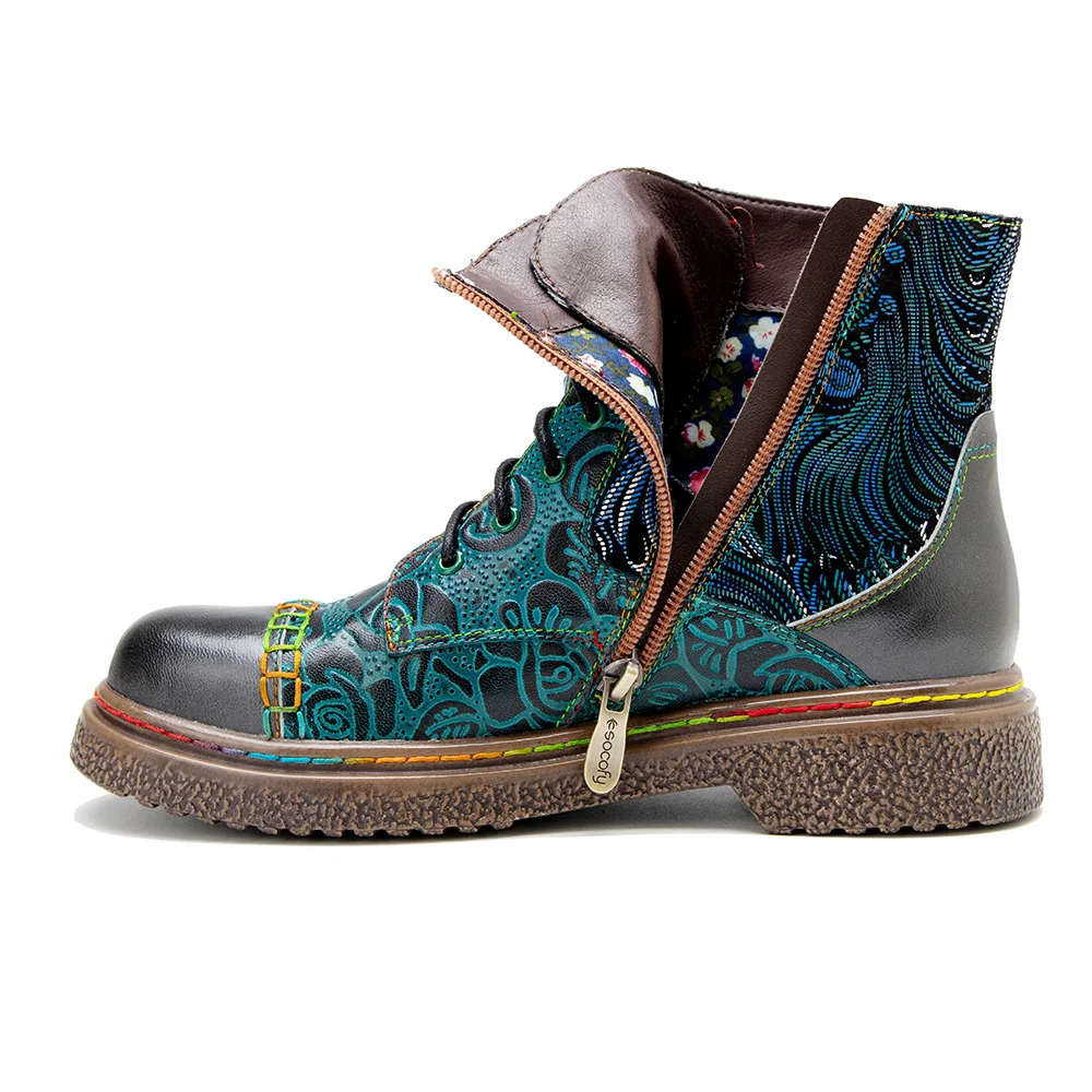 Socofy Raffan winter Ankle Ladies designer Genuine leather boots shoes for Women's high comfortable Elegant Cowboy boots