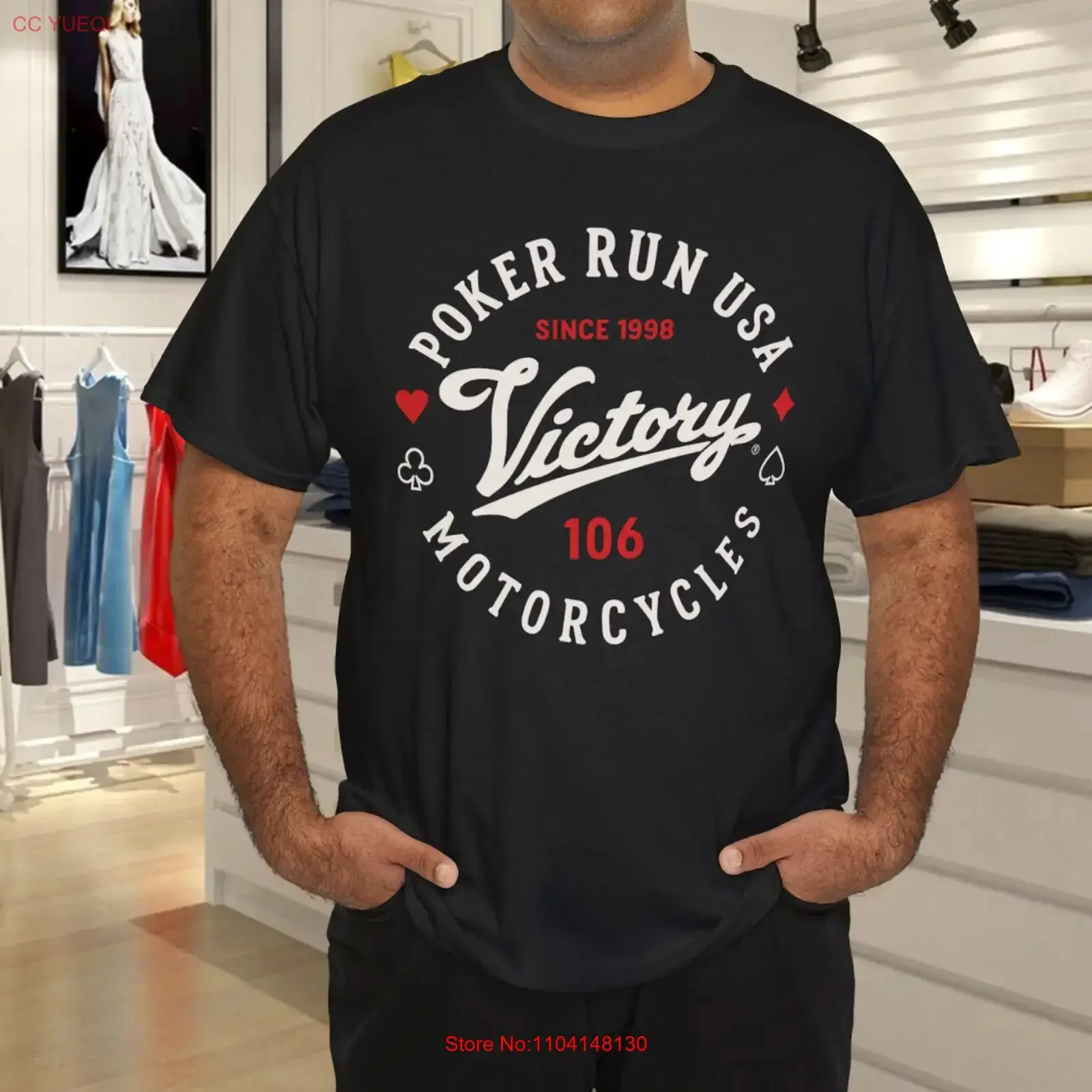 NEW Victory Motorcycle OEM Men's Black Poker Run T Shirt vintage Washed Casual Stretched Stylish Slightly Versatile Comfortable
