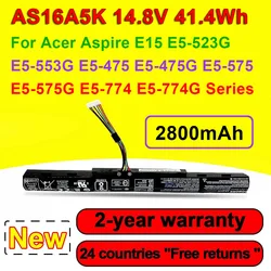 AS16A5K Laptop Battery For Acer Aspire E15 E5-523G E5-553G E5-475 E5-475G E5-575 E5-575G E5-774 E5-774G Series 14.8V 2800mAh