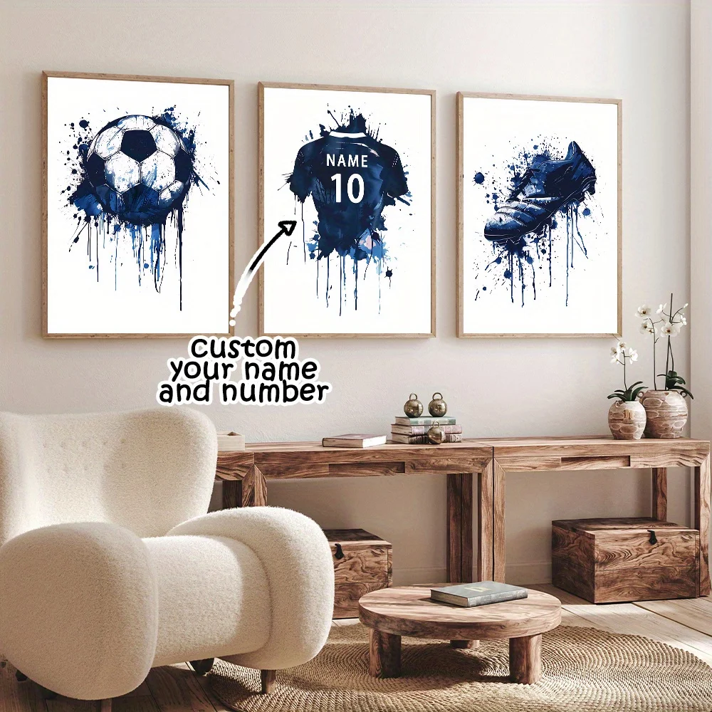 3 قطعة اسم ورقم مخصص شخصي قماش ملصق فني مجموعة حارس مرمى كرة القدم و جيرسي طباعة المساحات المدخل ديكور المنزل
