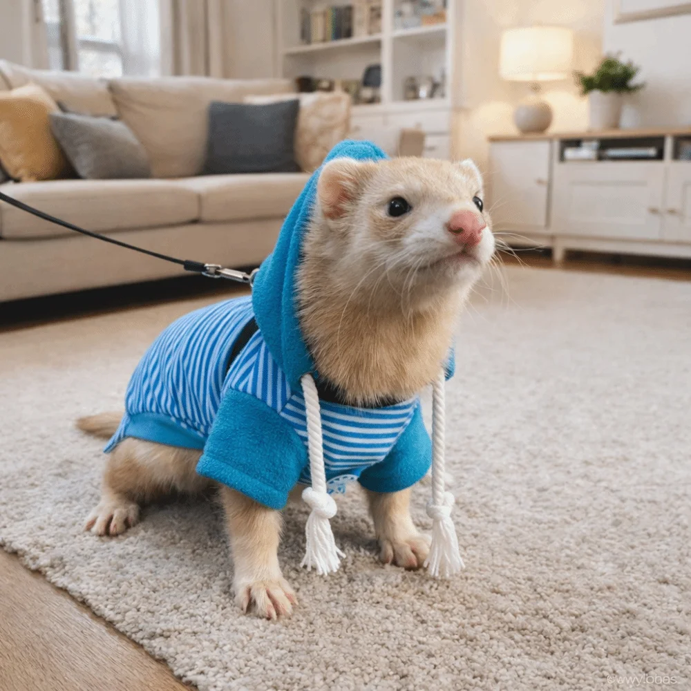 Skin Friendly Elastic Ferret Hoodie Thick Fleece Cozy Ferret Pullover Soft Stylish Drawstring Hamster Coat Pet Supplies