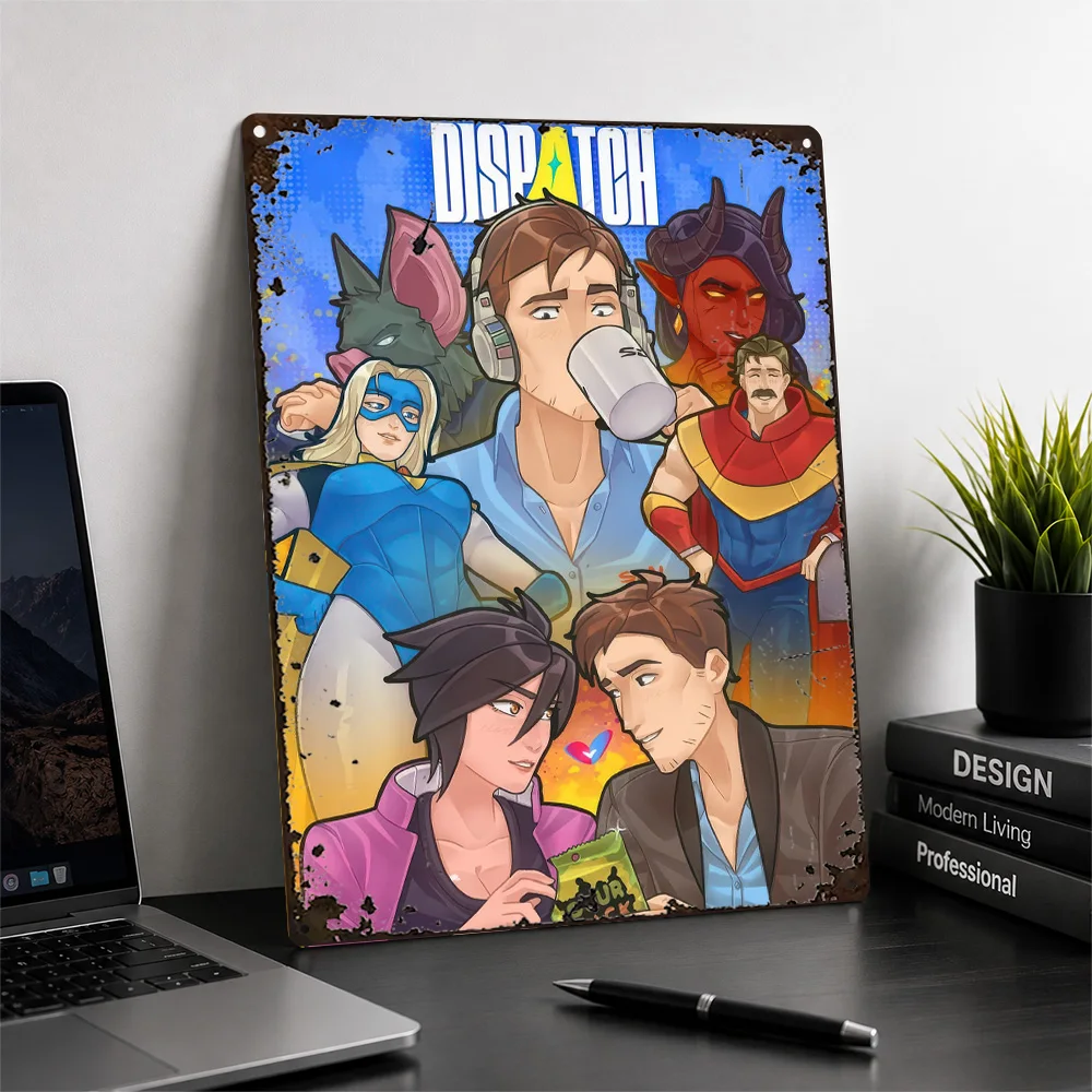 Dispatch Character Collage Printed Poster Comic Book Wall Art For Entertainment Room Personalized Aluminum Metal Sign Fan Gift