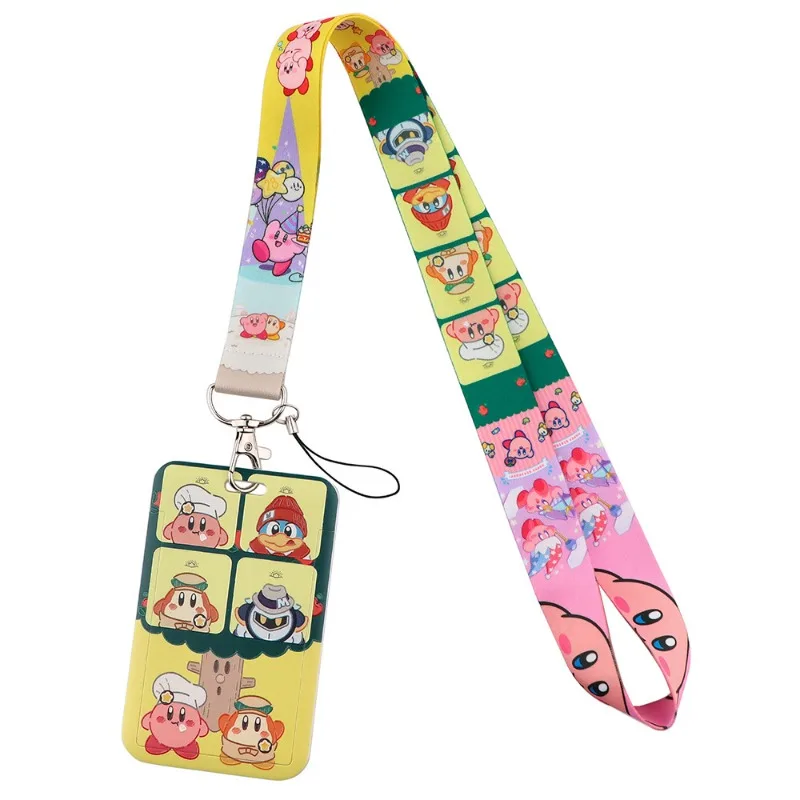 Kirby Cartoon Neck Strap for Phone Card Case Badge Holder Anime Portable Hanging Lanyard Cute DIY ID Card Phone Accessories Gift
