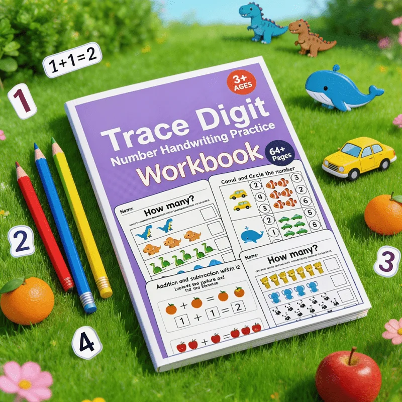

Children's Fun Math Workbook, 64 Page Color Page, Digital Fill in Book, Logical Thinking Training Interactive Workbook