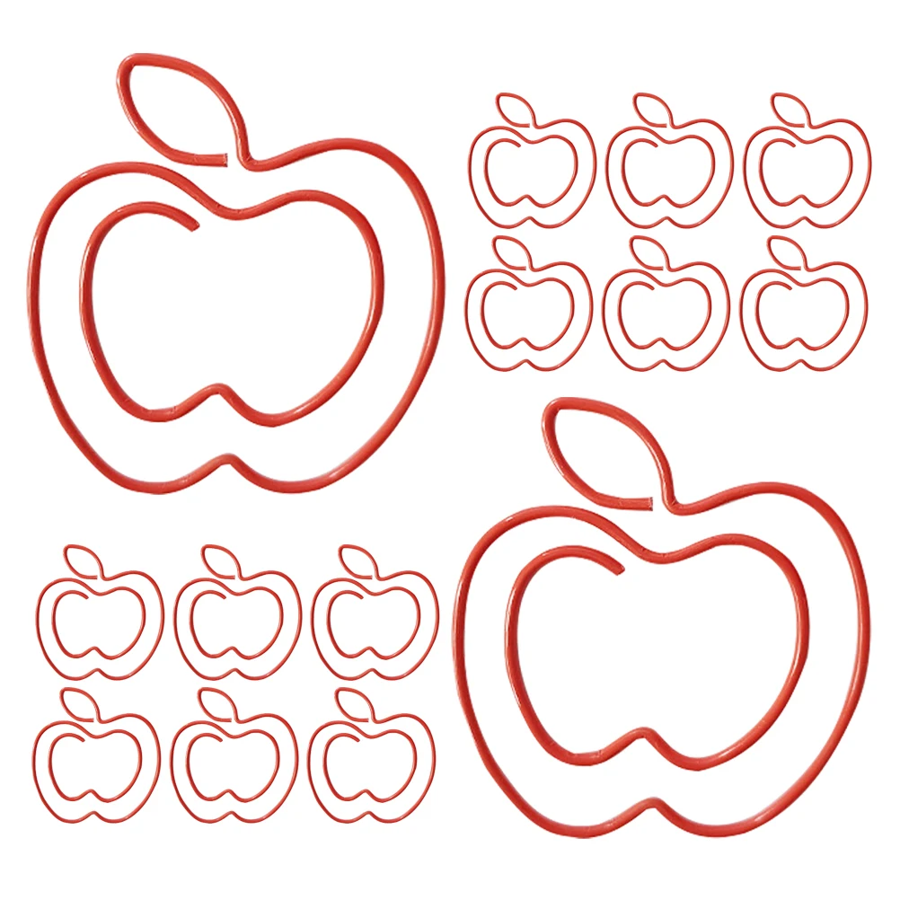 

50pcs Red Apple Paper Clips Fruit Shaped Document Clamps Office School Home Organization Supplies Classroom Bookmark
