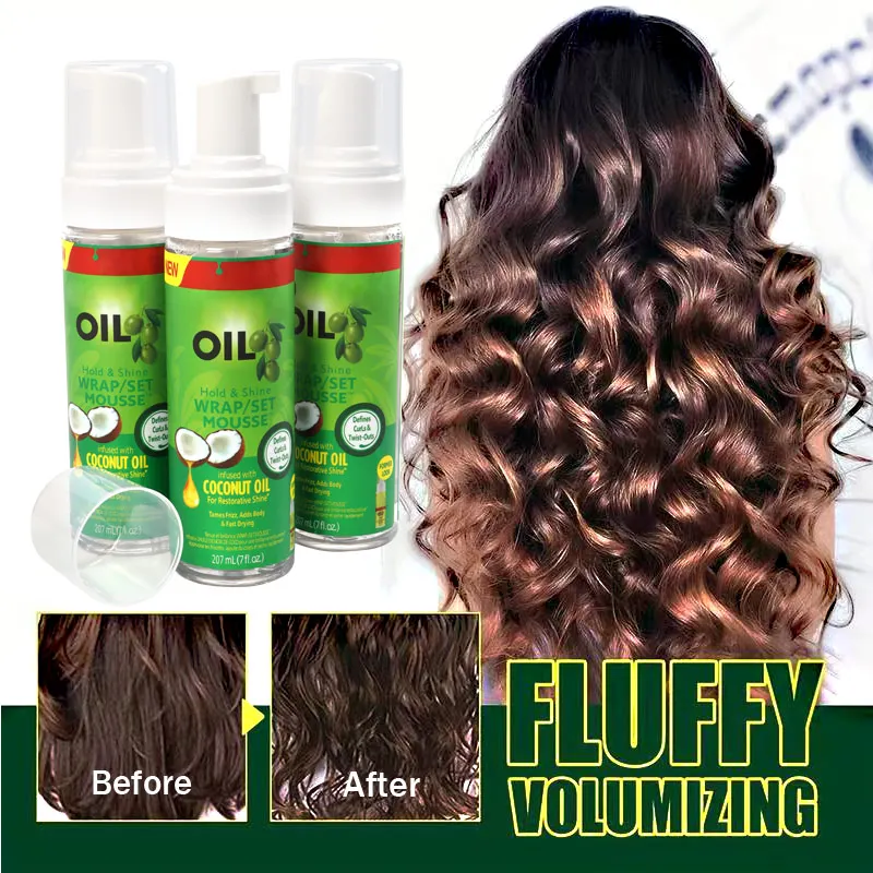 Bouncy Curls Hold Foam Mousse Set Good Smell Olive Oil Foam Wrap Mousse For African American Hair Wigs Long Last Wrap Set Mousse