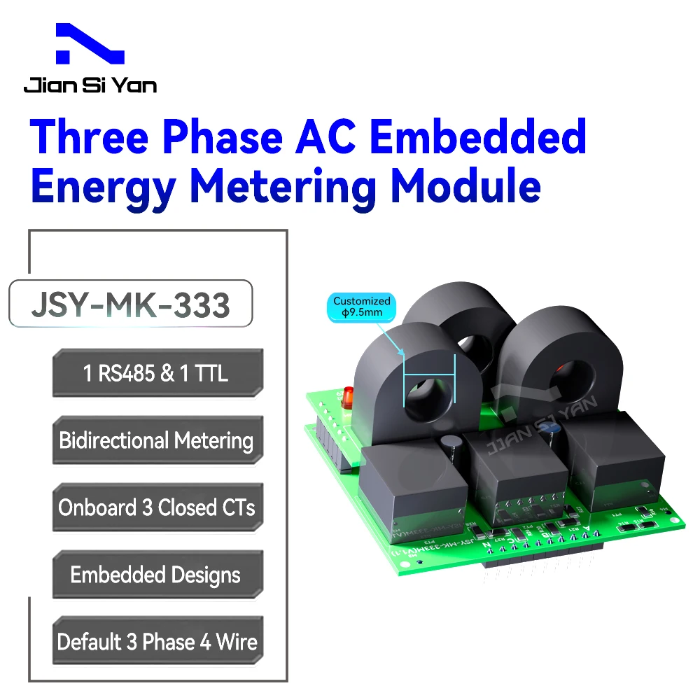 Customized 80A Three phase Power Energy Meter Module With On-board Enclosed 9.5mm Diameter Current Transformers