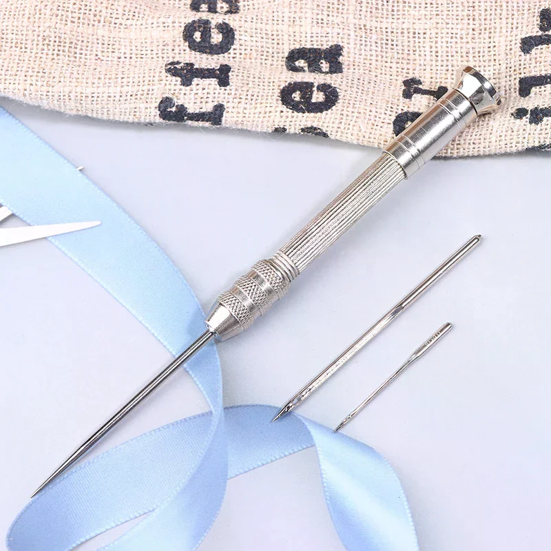 For Shoes Stitching DIY Leathercraft Leather Sewing Awl Repair Kit Replaceable Punch Stitching Needles With Awl Handle