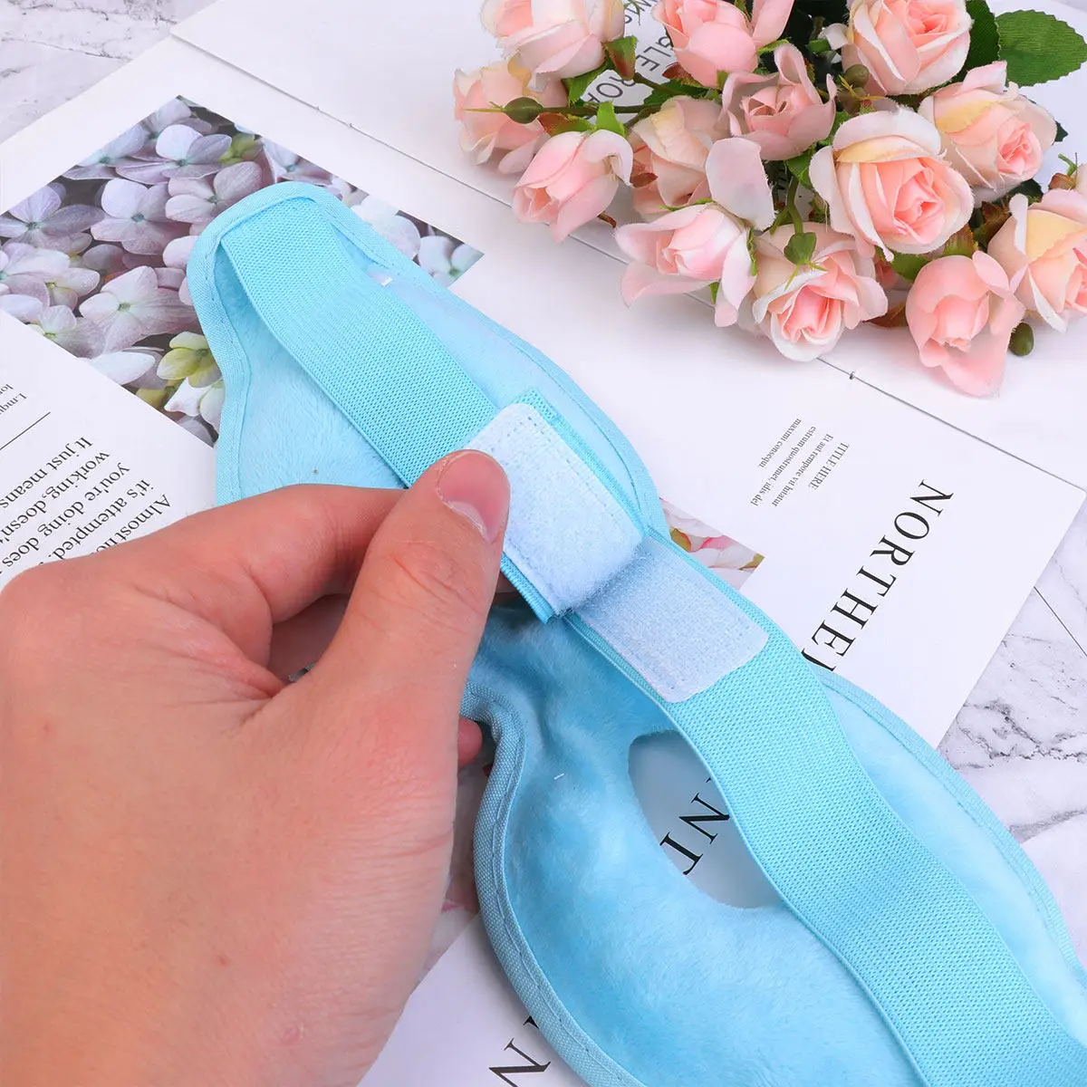 Double-Sided Blue Gel Eye Mask PVC Hot Cold Compress Therapy Reusable Soft Hook Loop Eye Care Anti-Fatigue Patch
