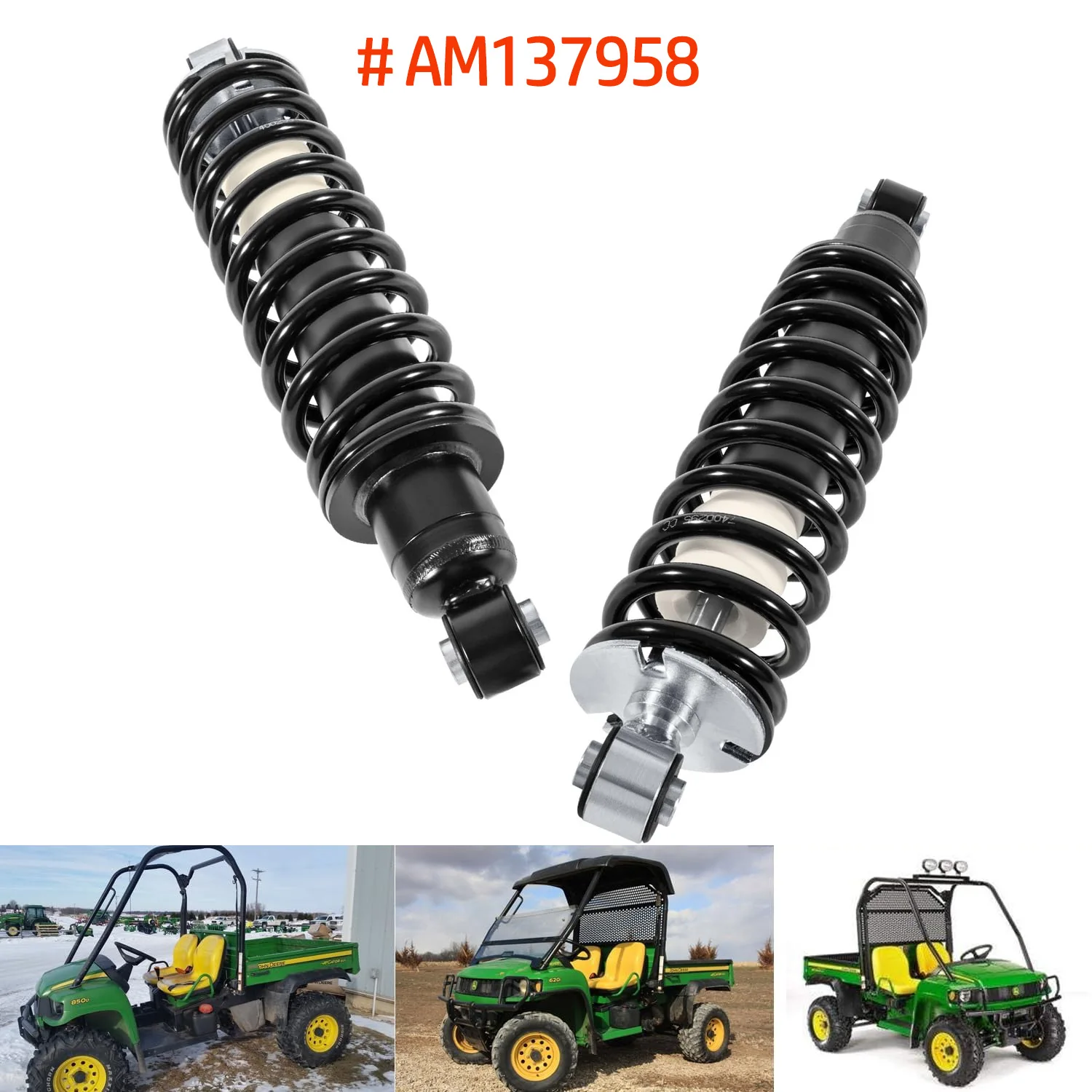 

Rear Left and Right Shock Absorber Struts Coil-over Spring Fits for John Deere Gator XUV620i and Gator XUV850D - -AM137958