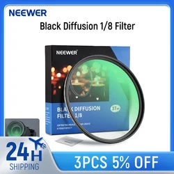 NEEWER 37mm Black Diffusion 1/8 Filter Mist Dreamy Cinematic Effect Filter HD Optical Glass for Video/Vlog/Portrait Photography