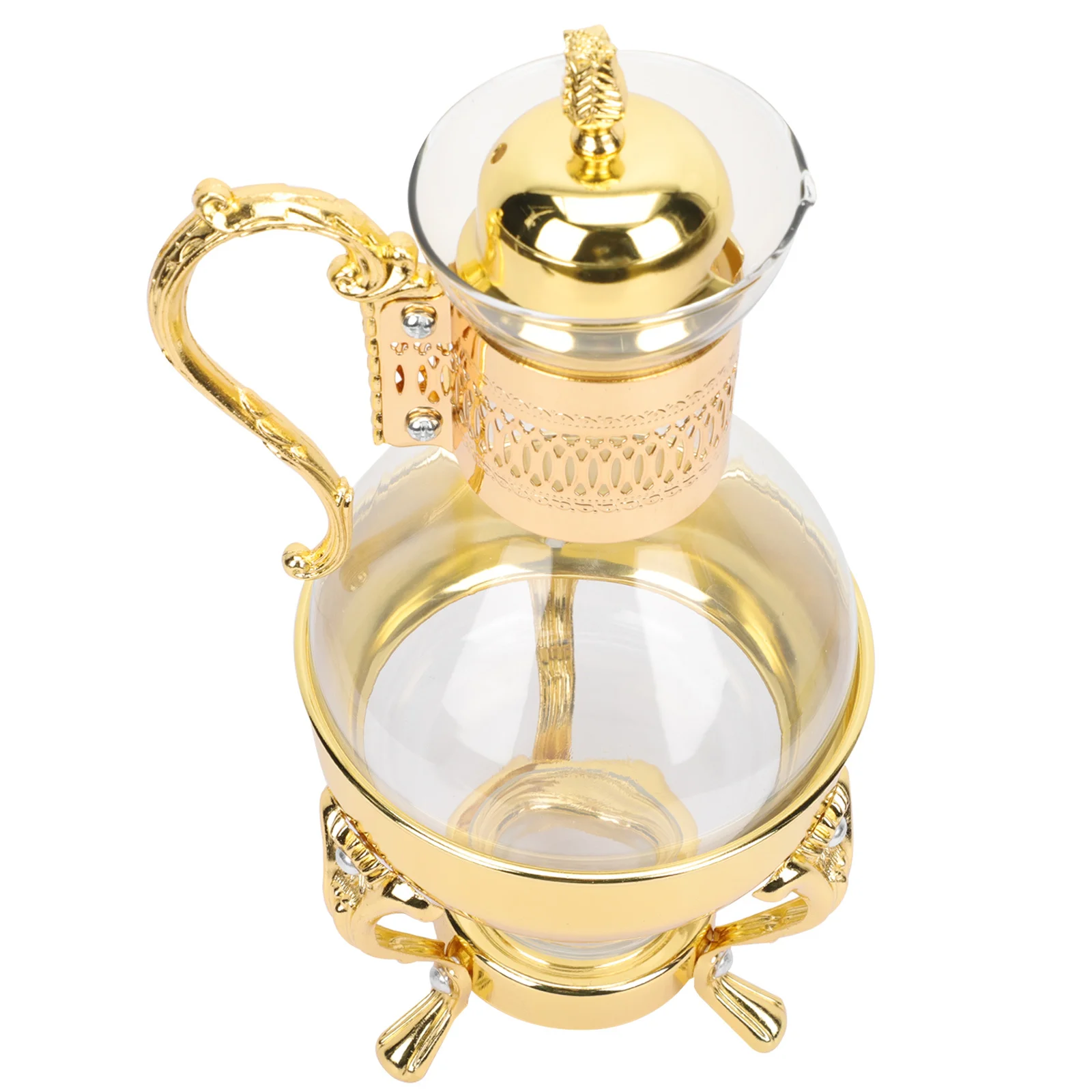 

Glass Coffee Pot Heatable Premium Zinc Alloy Handle Large Capacity for Home Hotel Restaurant Use European Style Vintage Design