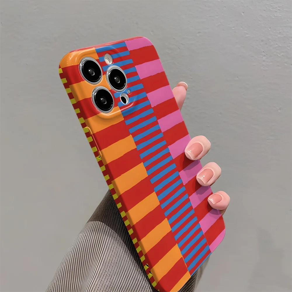 Custodia per telefono dal design a strisce colorate adatta per iPhone 17 16 15 14 13 12 11 Pro/Max/Plus cover posteriore antigoccia e antiurto