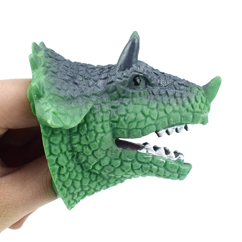 Creative Green Triceratops Finger Puppets Funny Dinosaur Model Finger Puppets Storytelling Toys Children's Toys Birthday Gifts