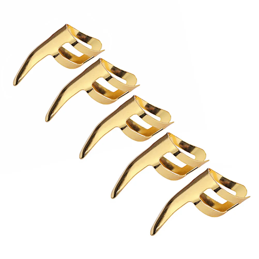

5pcs Finger Picks Stainless Steel Hard Durable Guitar Ukulele Oud Portable Easy Use Slide Plectrums For Banjo Golden