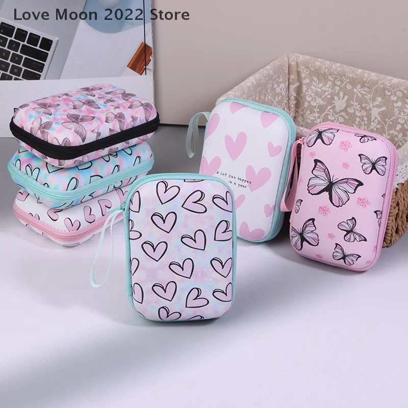 Heart Butterfly Headphone Data Cable Storage Bags Charger Power Bank Rectangular Box Zipper Bag Pocket Pouch