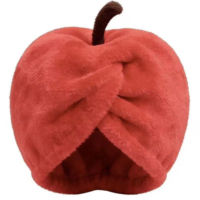 Cute Apple Shape Dry Hair Cap Super Absorbent Coral Headband Thick Shower Cap Quick Dry Towel
