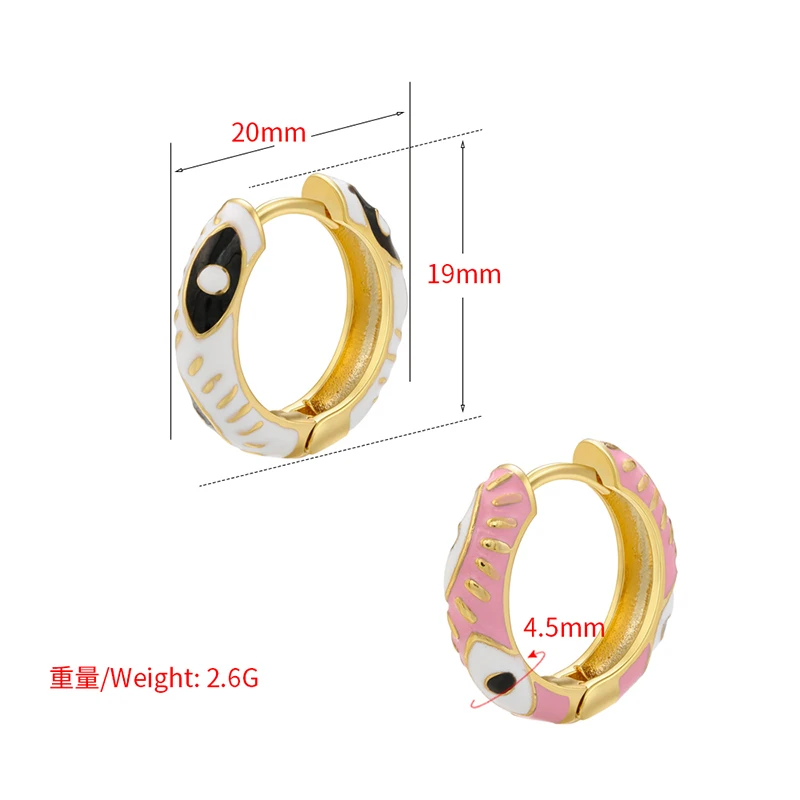 HECHENG, Creative Enamel Geometric Eyes Hoop Earrings Fashion gold color Round small Hoop Earring for women Jewelry Wholesale