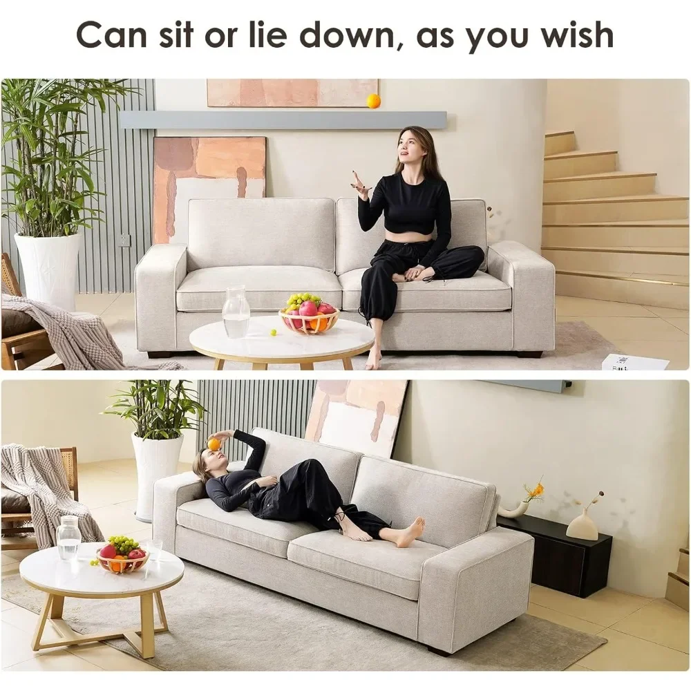 Sofa Sofa Modern 71,2" untuk Kamar Tidur, Kursi Empuk dengan Penutup Dapat Dilepas, Sandaran Tangan Lebar, Bantalan Pegas, dan Rangka Kayu Solid