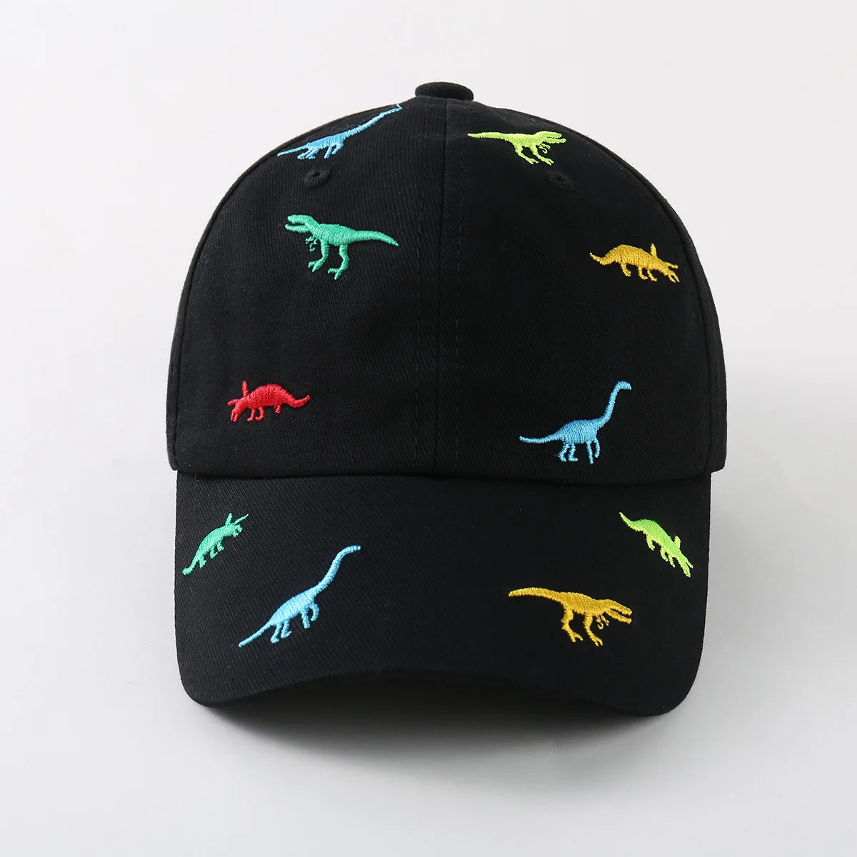 1 2 3 Years Old Boys Girls Dinosaur Baseball Cap Embroidered Adjustable Washed Distressed Cotton Denim Children Kid Hat