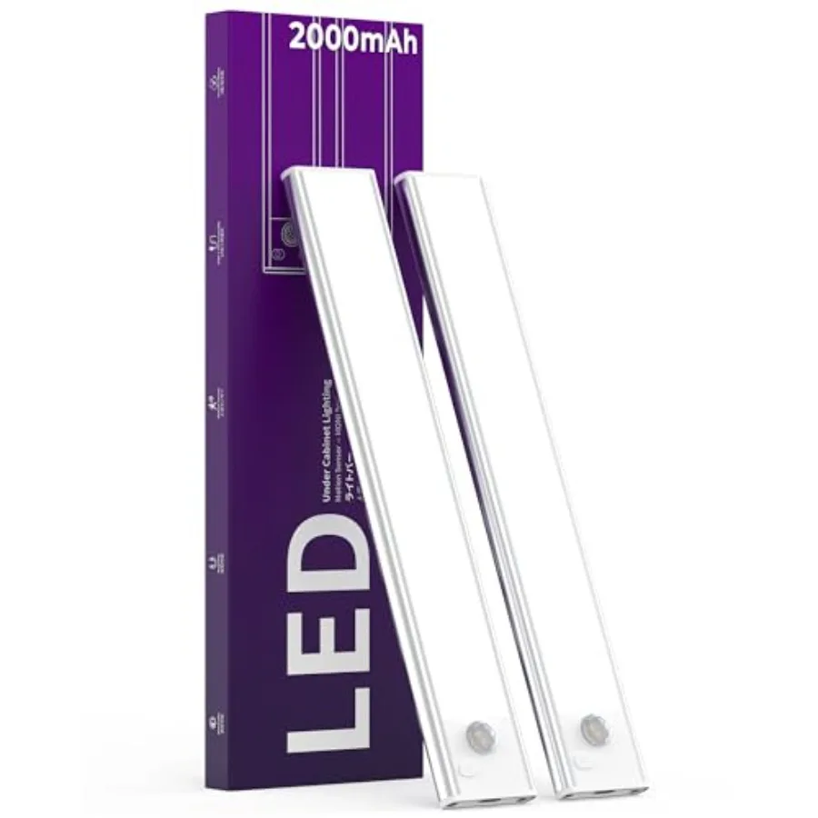 

Under Cabinet Lights Motion Sensor LED Closet Lights Battery Operated Wireless White, 2Pack