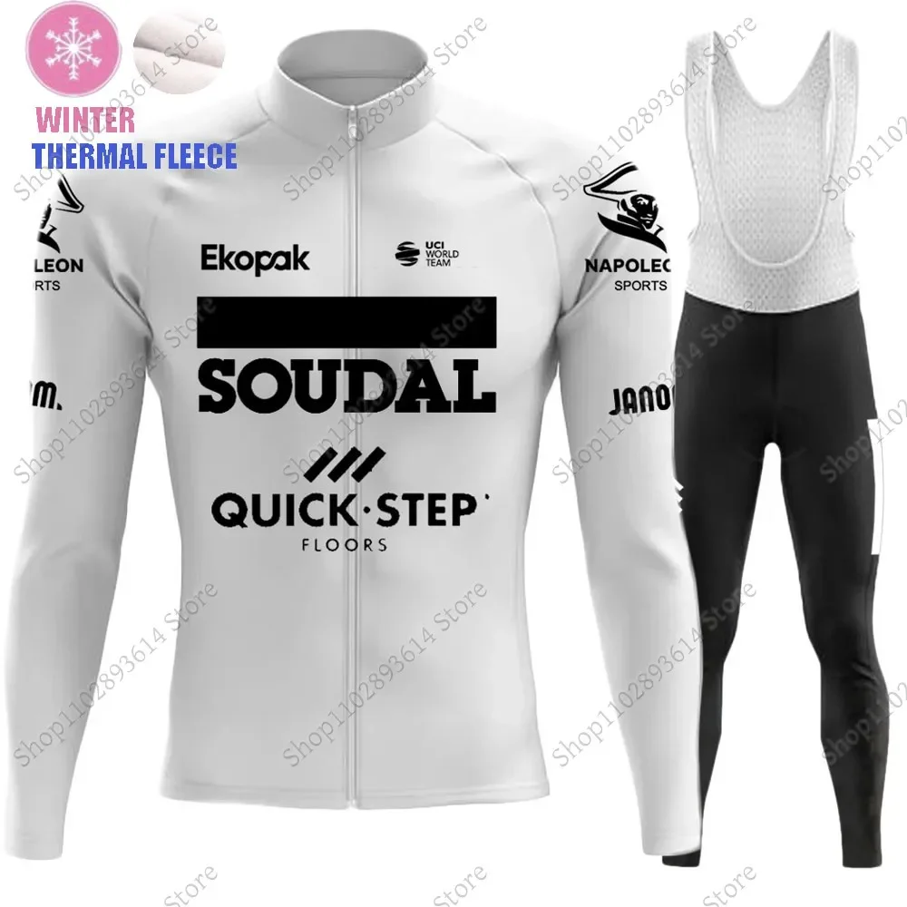 Winter Soudal Quick Step White Team 2024 Cycling Jersey Set Men Clothing Suit Long Sleeve MTB Bike Road Pants Bib Ropa Ciclismo