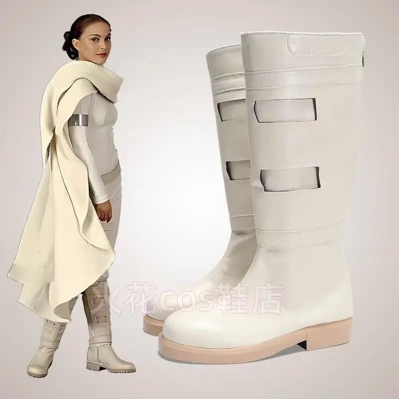 Padme Amidala Naberrie Cosplay Shoes White Boots Women Halloween Cosplay Prop Padme Amidala Custom Made