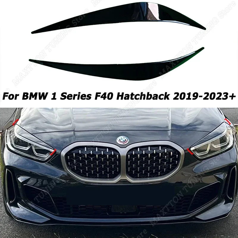 

2Pcs Front Headlight Eyebrows Eyelid Lid ABS Body Kits Tuning Gloss Black/Carbon Look For BMW 1 Series F40 Hatchback 2019-2023+